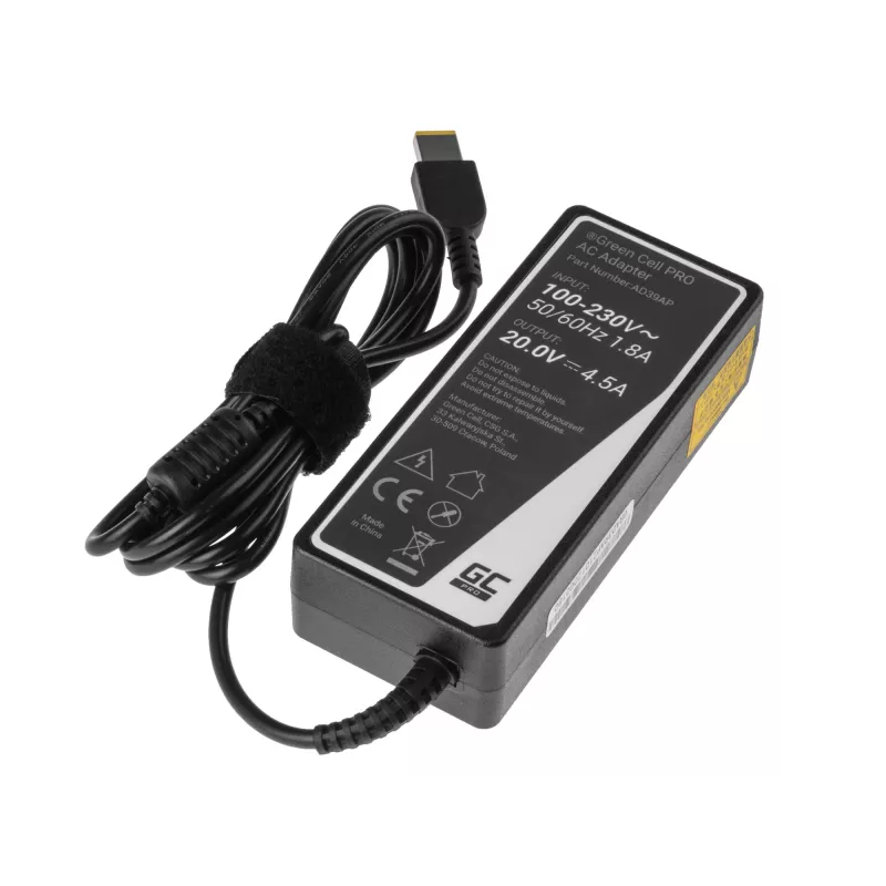 Strāvas adapteris Green Cell AD39AP 90W AC-DC 20V 4,5A Lenovo (iekštelpām) Melns
