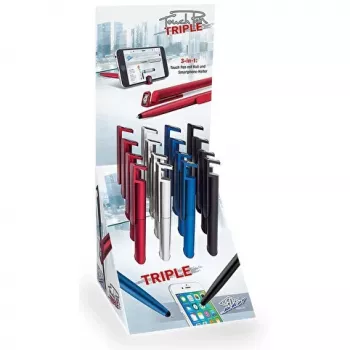 WEDO Touchpen Triple f.sortiert KS — 3-in-1 skārienpildspalva kapacitatīvajiem ekrāniem