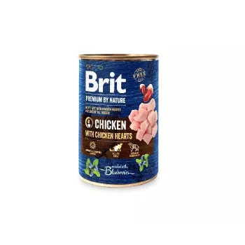 Slapjā suņu barība Brit Premium by Nature Chicken & Hearts, 400 g, bezgraudu, pieaugušiem suņiem