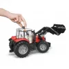BRUDER Massey Ferguson 7624 ar frontālo iekrāvēju, sarkans, rotaļlieta traktors 1:16, 3+ gadi