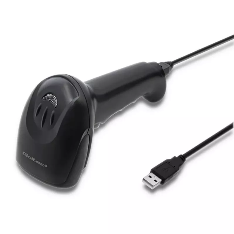 Qoltec 50866 melns 1D CCD lāzera svītrkodu lasītājs ar USB