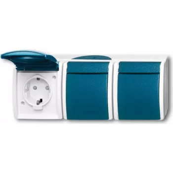 Busch Jaeger 2300/3 EBW-53 Kontaktligzda CEE 7/3 Zila - Balta (2084-0-0721)