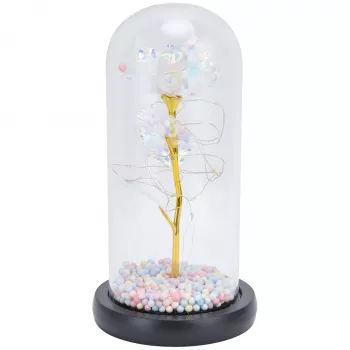 Mūžīgā roze stiklā Extralink Home, balta LED gaisma