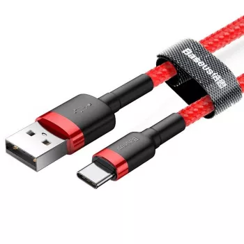 USB 2.0 A uz USB-C kabelis Baseus CATKLF-B09 1m QC3.0 neilona pīts sarkans, ātra uzlāde un datu sinhronizācija