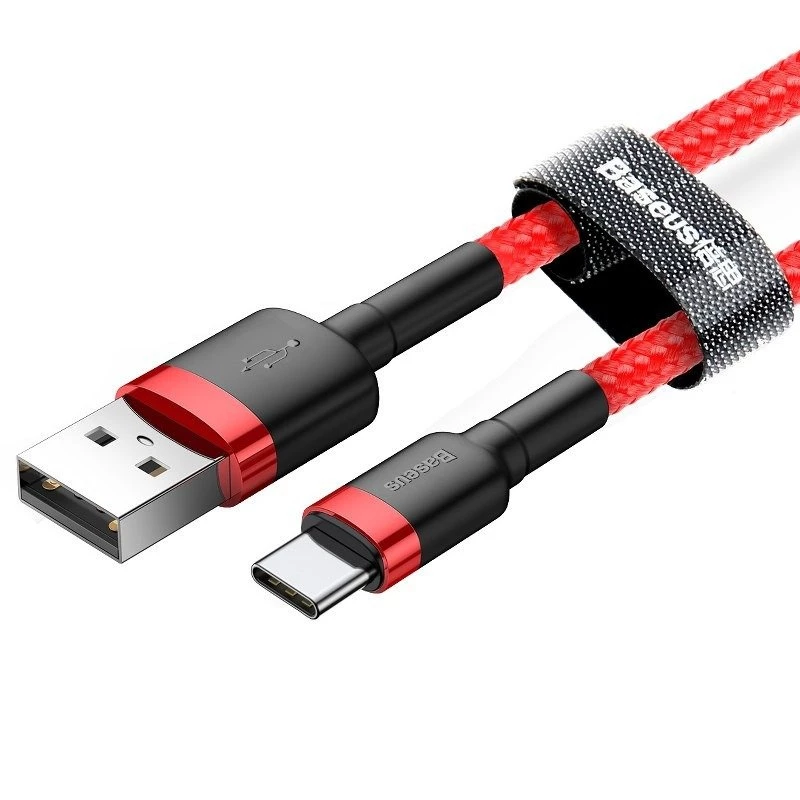 USB 2.0 A uz USB-C kabelis Baseus CATKLF-B09 1m QC3.0 neilona pīts sarkans, ātra uzlāde un datu sinhronizācija