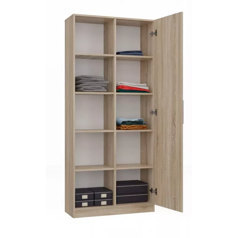 Biroja grāmatplaukts Top e shop RD-80 SONOMA KPL, ozola apdare, 10 plaukti, 800×300×1820 mm, skaidu plātnes rāmis