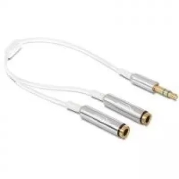 Audio kabelis DeLOCK 65355 0.25m 3.5mm vīrietis uz 2 x 3.5mm sieviete Sudrabs Balts