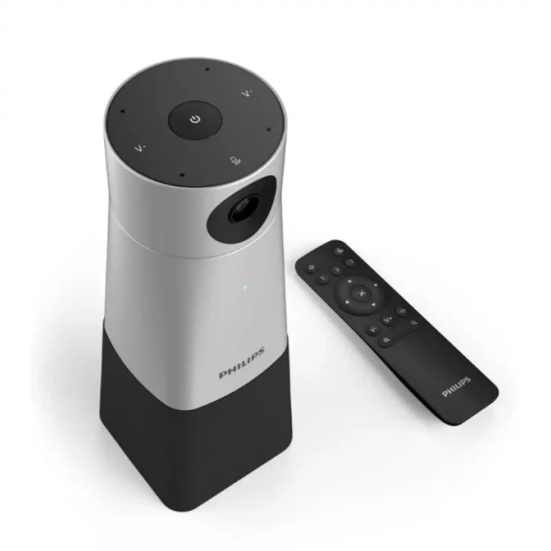 Philips PSE0550 SmartMeeting portatīva 4K kamera videozvaniem ar iebūvētu mikrofonu, 30 kadri/s, USB, melnā un sudraba krāsā