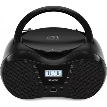 Boombox SENCOR SPT2300BK — CD atskaņotājs, MP3, USB, Bluetooth 5.1, FM, AUX, 4W, baterija/tīkls