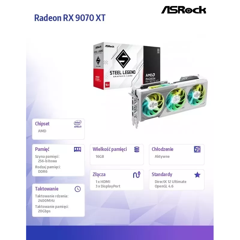 ASRock Radeon RX 9070 XT SL 16G 16GB GDDR6 PCIe 5.0 grafikas karte