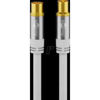 Goobay TV antennas kabelis (135 dB tips), 4x ekranēts, 3 m, balts - apzeltīts, Koax ligzda > Koax spraudnis (70318)