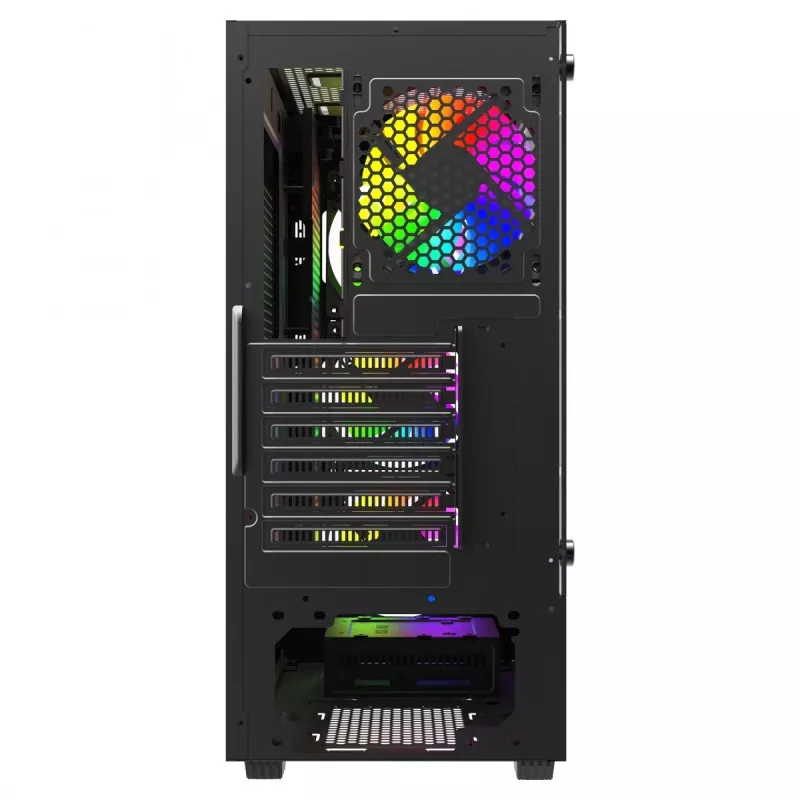 Datora korpuss Savio Noctis Glass RGB Cube, ATX/Micro-ATX/Mini-ITX, rūdīta stikla priekšpuse, RGB ventilatori, melns