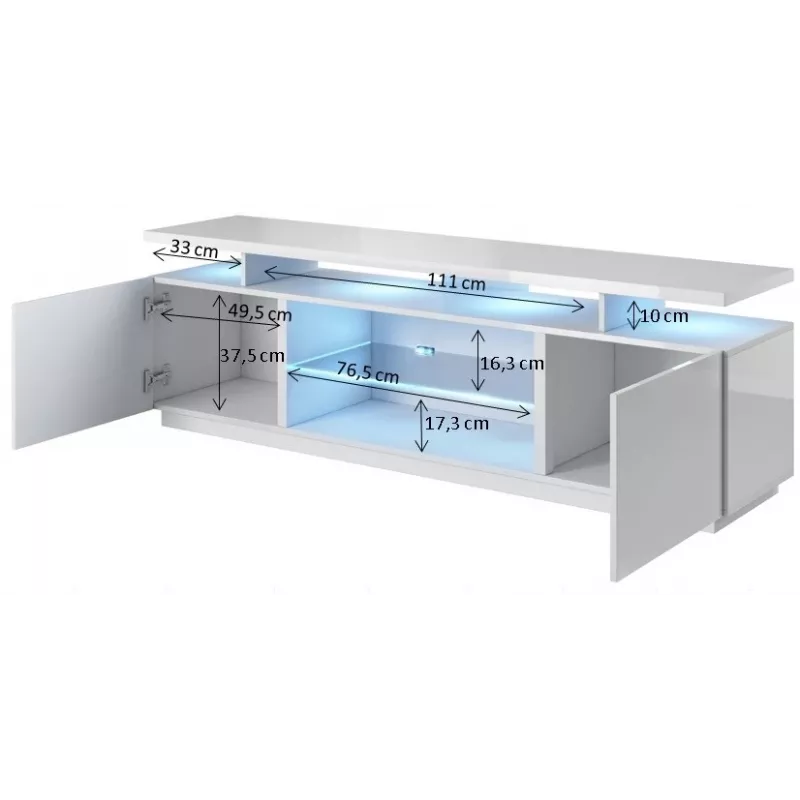 RTV skapis EVA 180x40x56 balts/balts glancēts