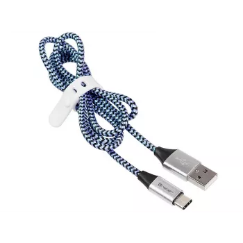 Tracer TRAKBK46266 USB kabelis USB 2.0 1 m USB-C USB-A Melns Zils Sudrabs
