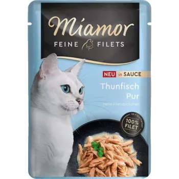 Slapjā barība kaķiem Miamor Fine Filets Tuna in Sauce 100 g paciņa, bezgraudu, 83% mitrums