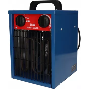 Sildītājs ar ventilatoru BLAUPUNKT EH7010 — 2000 W, nerūsējošā tērauda elements, IPX4, grīdas novietošana, līdz 22 m², melns/zils/sarkans