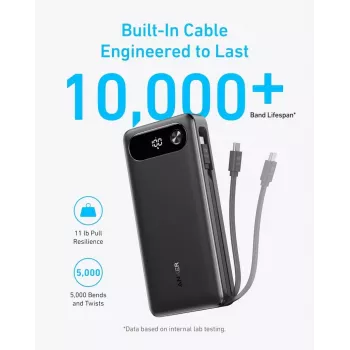 Pārnēsājams lādētājs Anker A1383011 — 20000 mAh, 1× USB-A + 1× USB-C, kopā 3.6 A, melns