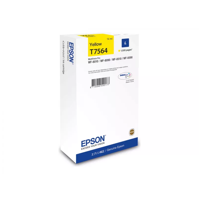 Epson C13T75644N oriģinālā tintes kasetne 1 gab. Augstas ražības dzeltena