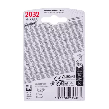 ENERGIZER BATTERY SPECIALIZED CR2032, 4 gab., 3V, ECO