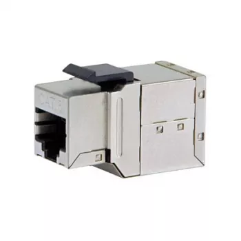 8 gab. Ekranēts Cat6 Keystone Inline Savienotājs, EQUIP — Plakans, RJ-45, 17×35.5×24.4 mm, sudrabs