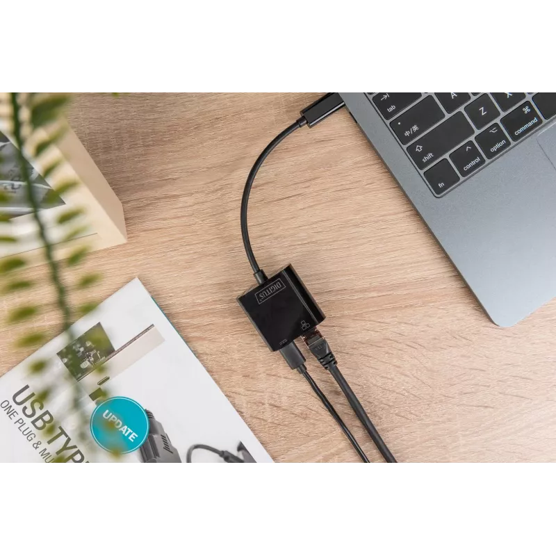 Digitus DN-3027 USB Type-C Gigabit Ethernet adapteris ar Power Delivery