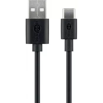 Wentronic Goobay USB kabelis - USB (tēviņš) uz USB-C (tēviņš) - USB 2.0 - 3 A - 2,0 m - Melns (59122)