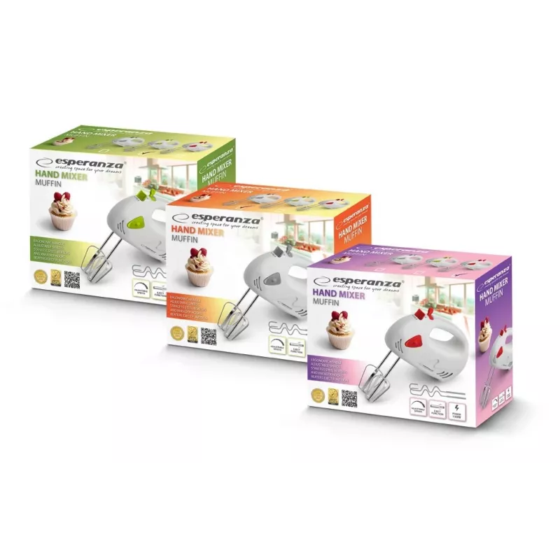 Esperanza EKM007G Muffin rokas mikseris, 150 W, zaļā/baltā krāsā