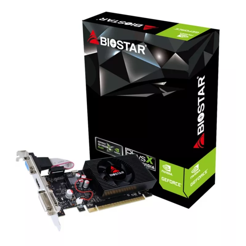 Grafikas karte BIOSTAR GeForce GT 730 VN7313THX1 — 2 GB GDDR3, 128 bitu, PCIe 2.0, 700 MHz