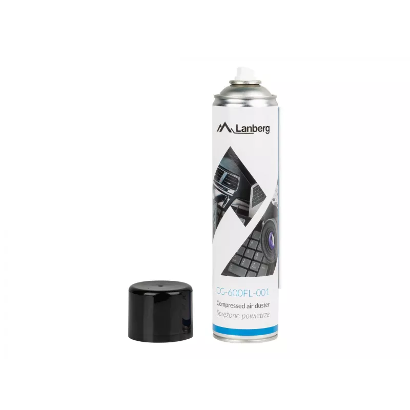Saspiestā gaisa tīrītājs LANBERG CG-600FL-001 — 600 ml, datoru tīrīšanai, Melns/Zils/Balts