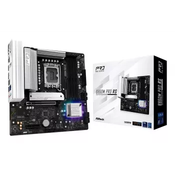 Mātesplate ASROCK B860M Pro RS — Intel B860, LGA 1851, micro ATX, DDR5, 4× DIMM, 2.5Gb LAN, 1×PCIe5 x16