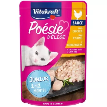 Slapjā kaķu barība Vitakraft Poésie Délice Junior — vista, 85 g paciņa
