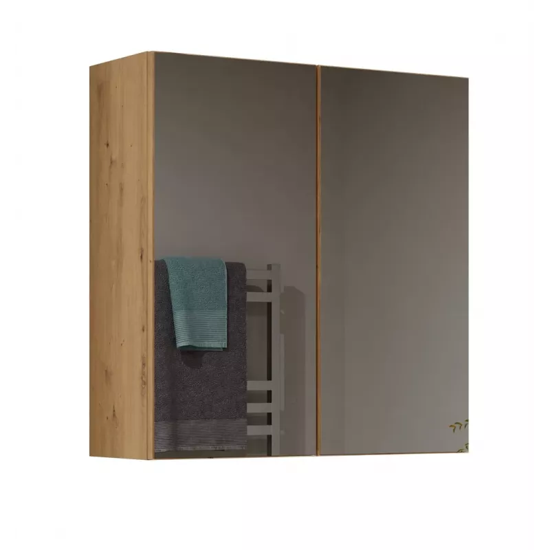 Pie sienas montējama vannas istabas skapja virspuse POLA 2DL ARTISAN — ozola krāsā, 600×220×600 mm, 3 plaukti