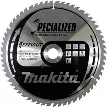 Makita Specialized EFFICUT Ripzāģa asmens - Kokam, Metālam - 305 mm - 60 Zobi - Piemērots Makita DLS211ZU, LS003GZ01, LS1219L (B-67309)