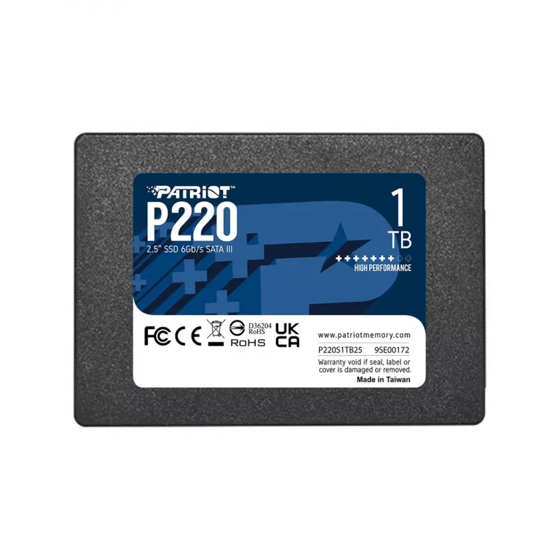 2,5 collu SATA III SSD PATRIOT P220 1 TB — 550/500 MB/s, 50k IOPS, 7 mm
