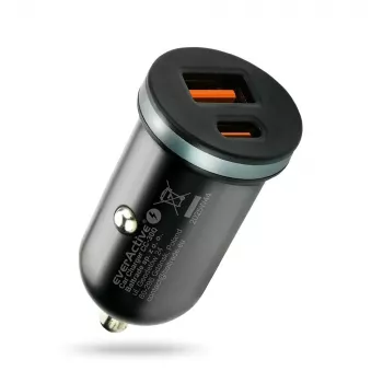 Auto lādētājs everActive CC-30Q QC3.0 35W — 1x USB-A, 1x USB-C, ātrā uzlāde