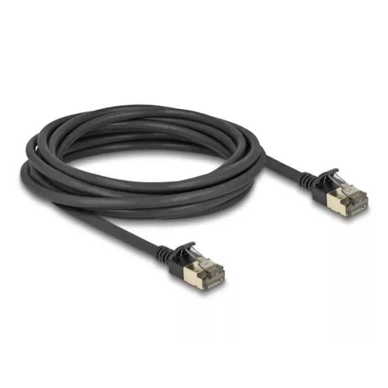 Tīkla kabelis DeLOCK RJ45 Cat.8.1 F/FTP Slim Pro 5m Melns