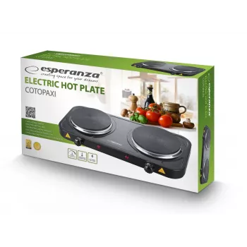 Elektriskā plīts virsma ESPERANZA EKH010K — 2 zonas, melna, 155 mm, 2000 W, rotācijas vadība