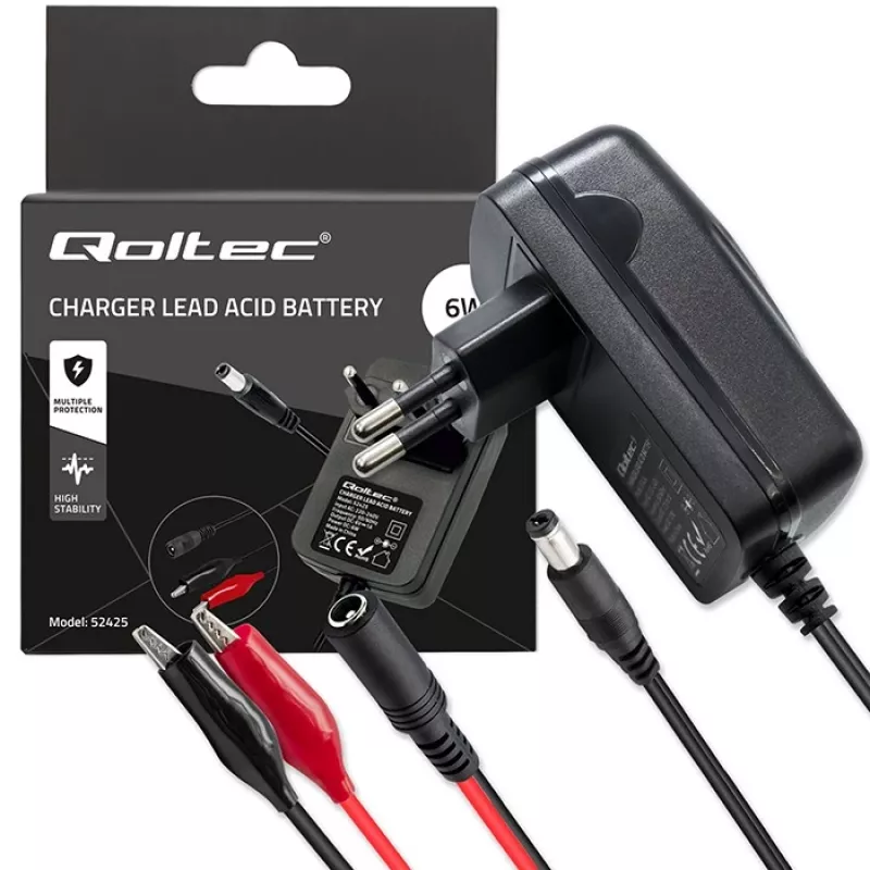 Bateriju lādētājs QOLTEC Charger AGM GEL STD 6V 1A 6V svina-skābes, AGM un GEL akumulatoriem