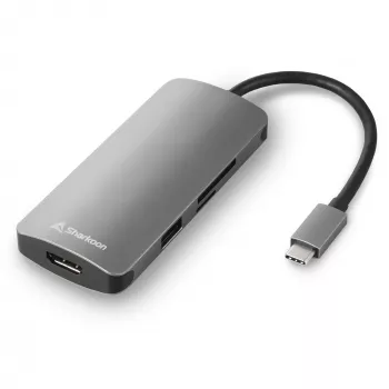 Sharkoon Multiport Adapter USB 3.0 Type C 3.2 Gen 1 Pelēks