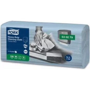 Tork 530279 universālā tīrīšanas lupata, 415 x 355 mm, zila, viena slāņa neausta, perforēta, ļoti izturīga
