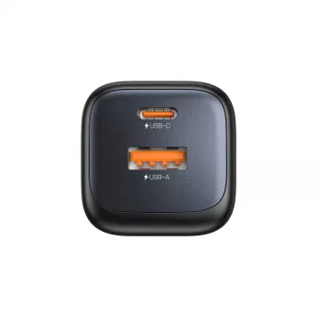 Sienas lādētājs Unitek P1128ABK01-EU — 2 porti GaN USB‑C un USB‑A, kopā 20W, melns