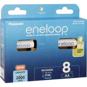 Panasonic Eneloop AA 2000 mAh uzlādējamās baterijas, 8 gab. (BK-3MCDE/8HH)