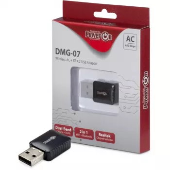 Inter-Tech DMG-07 - Bezvadu USB Wi-Fi / Bluetooth adapteris - Wi-Fi 5 (802.11ac) - 650 Mbit/s - Melns (88888146)