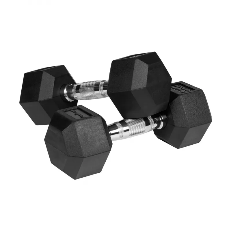 Hanteles ar gumijotu čugunu HEX 2x6 kg REBEL ACTIVE