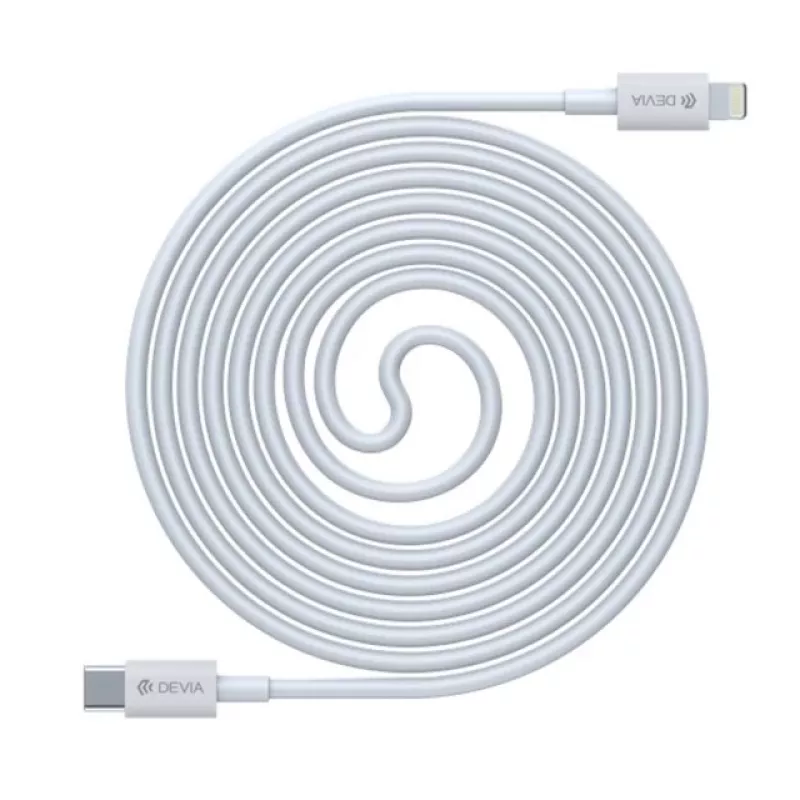 USB-C uz Lightning kabelis Devia Smart Series PD 18W — balts, MFi sertificēts
