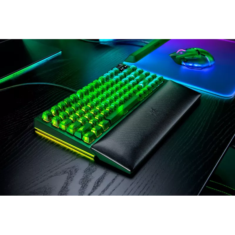 Mehāniskā spēļu tastatūra Razer BlackWidow V4 75% — Vadu ASV izkārtojums, Phantom Green Edition, Razer mehāniskie taustes slēdži