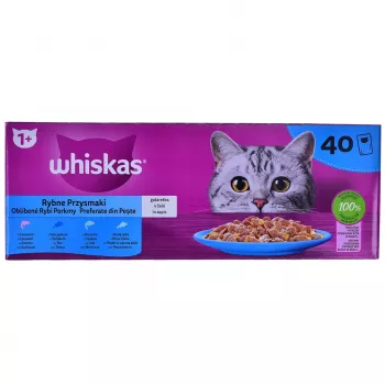 WHISKAS Fish Favourites želejā - mitrā kaķu barība - 40x85 g