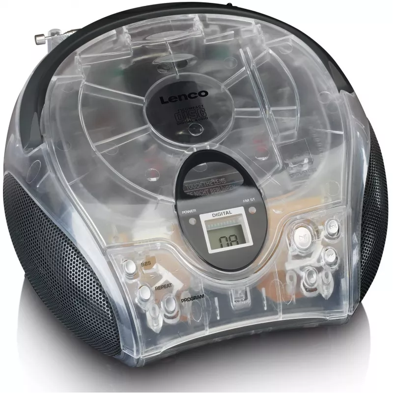 Pārnēsājams radio CD atskaņotājs Lenco SCD-24TR — FM, 4W izeja, LCD, teleskopiskā antena, AC/DC, 6×C baterijas