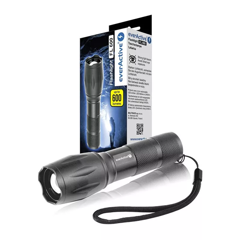 everActive FL600 LED kabatas lukturis, 600 lm, CREE XM-L2, 18650 / 3x AAA
