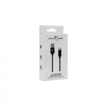USB-USB-C kabelis White Shark Adder 2 m — uzlādes un datu pārsūtīšanas kabelis, balts
